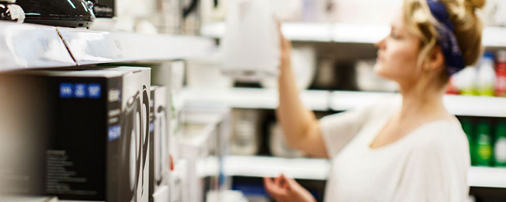 Woman shopping for products
