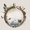 A small planet bustling with life, featuring tiny people and intricate buildings.