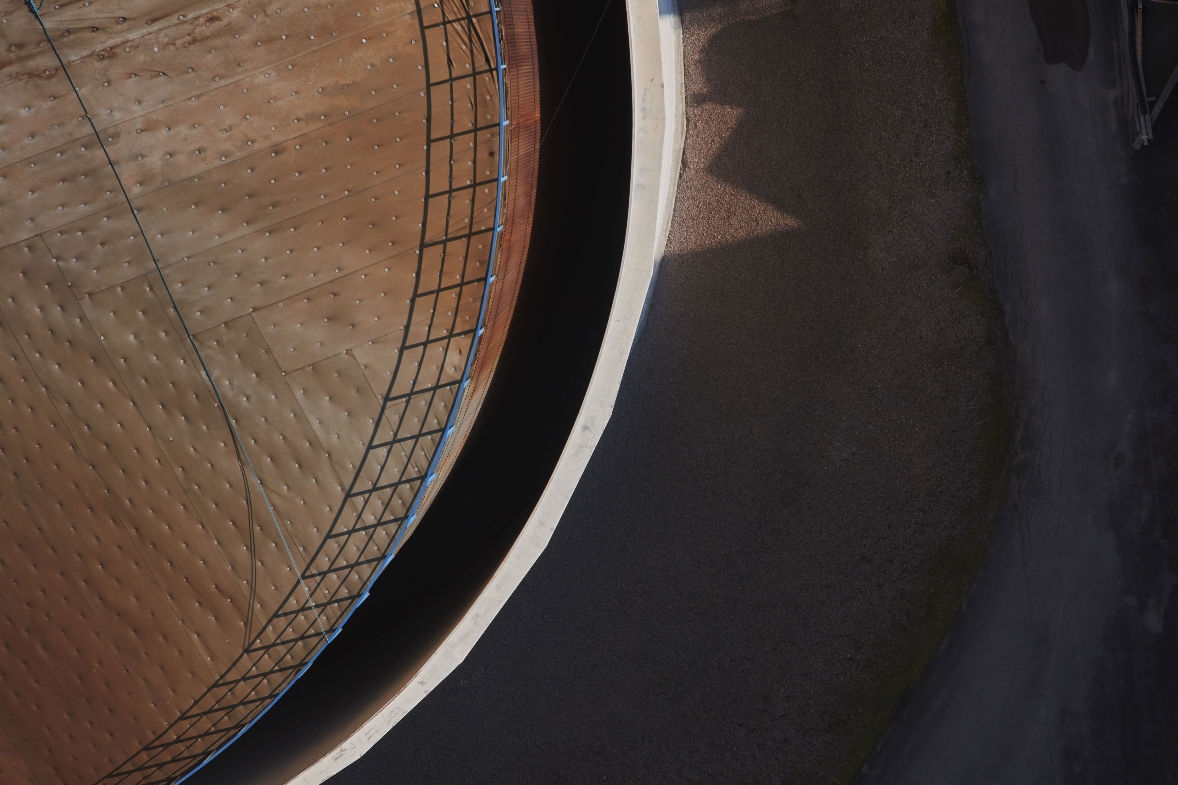 The roof of an oil tank.