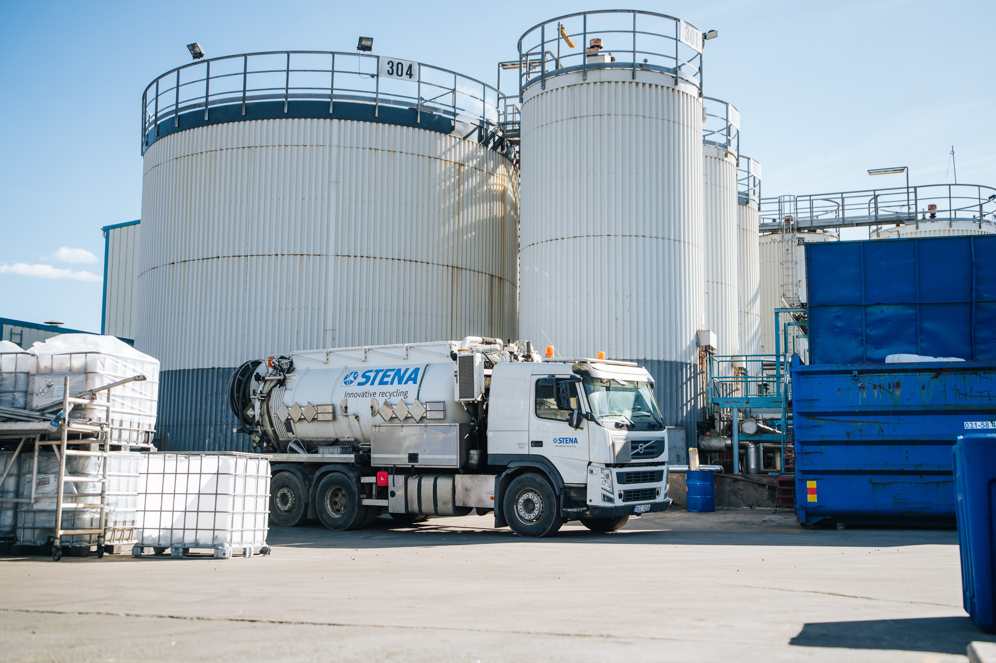 Stena Recycling spolbil på anläggning